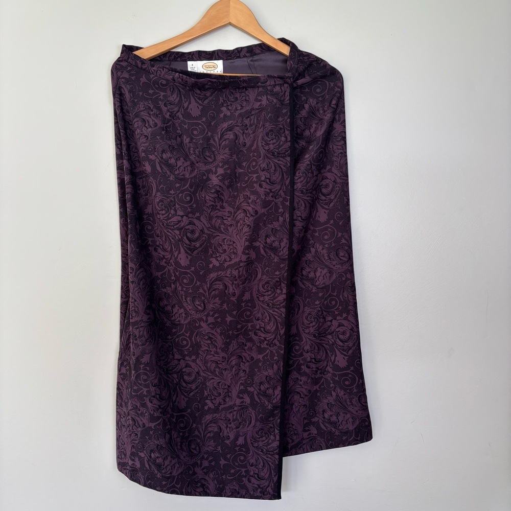 Vintage Talbots Purple Paisley Wrap Midi Skirt-Size 8 Petite-Whimsigoth/Goth